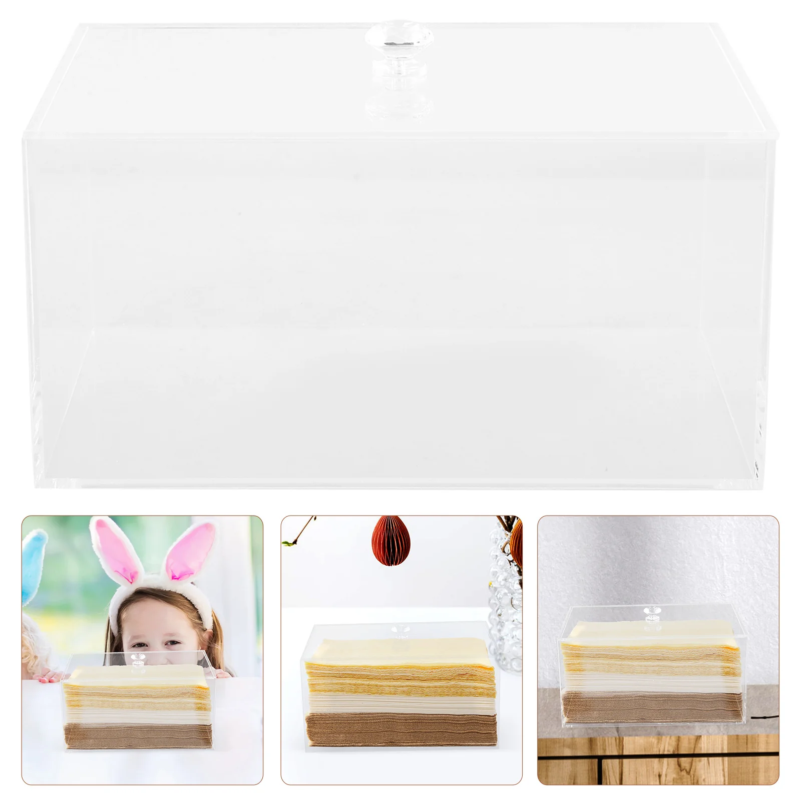 

Clear Acrylic Napkin Holder Dryer Sheet Box Tissue Organizer Stand For Kitchen Home Decor Tabletop Dispenser Storage Case