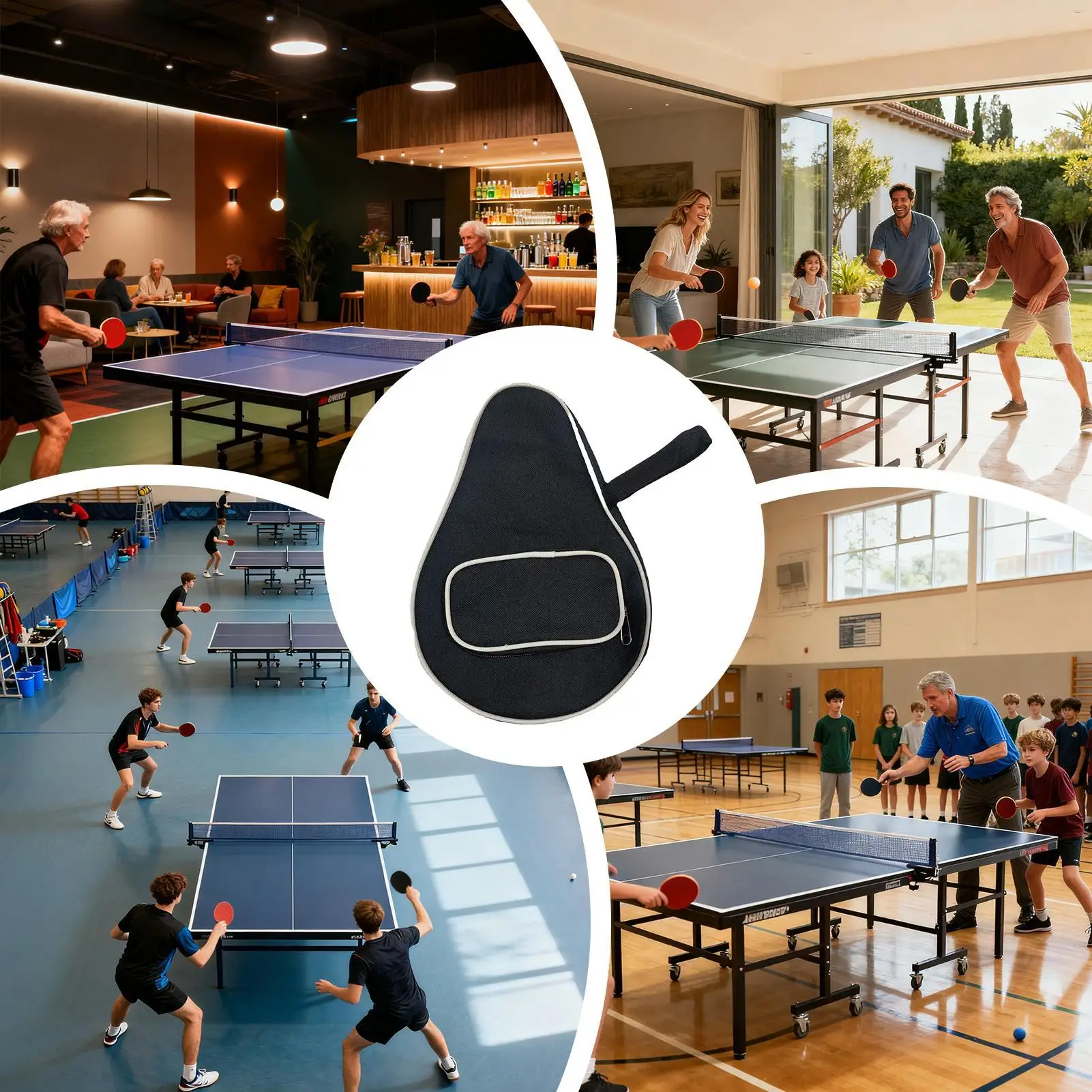 Table Tennis Bag Protective Portable Racket Case Protective Paddle Bag For Adult Kids Sports Game Training Indoor Outdoor Yard