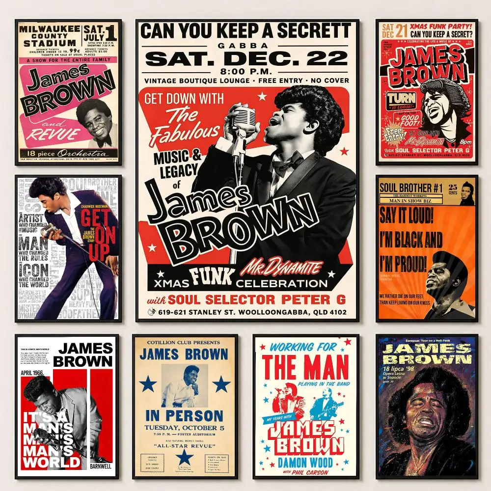 music James Brown Poster Poster HD Printing Premium Style for Home Decor for Bedrooms Hallways Cafes Gift