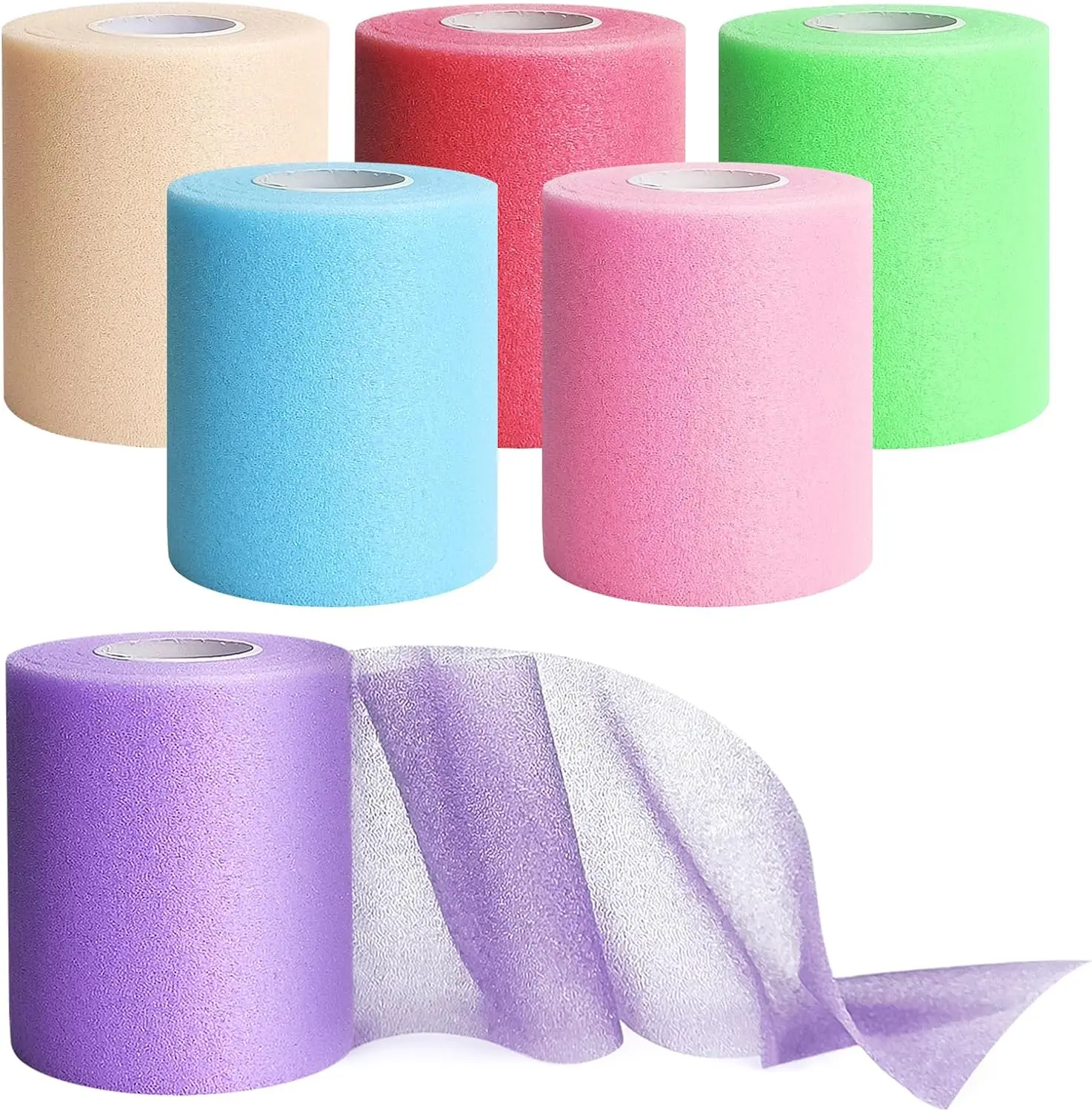 

Prewrap Athletic Tape, 6 Roll Underwrap for Hair, Ankles, Wrists, Hands, Knees, Elbows, 2.75" x 12 Yds