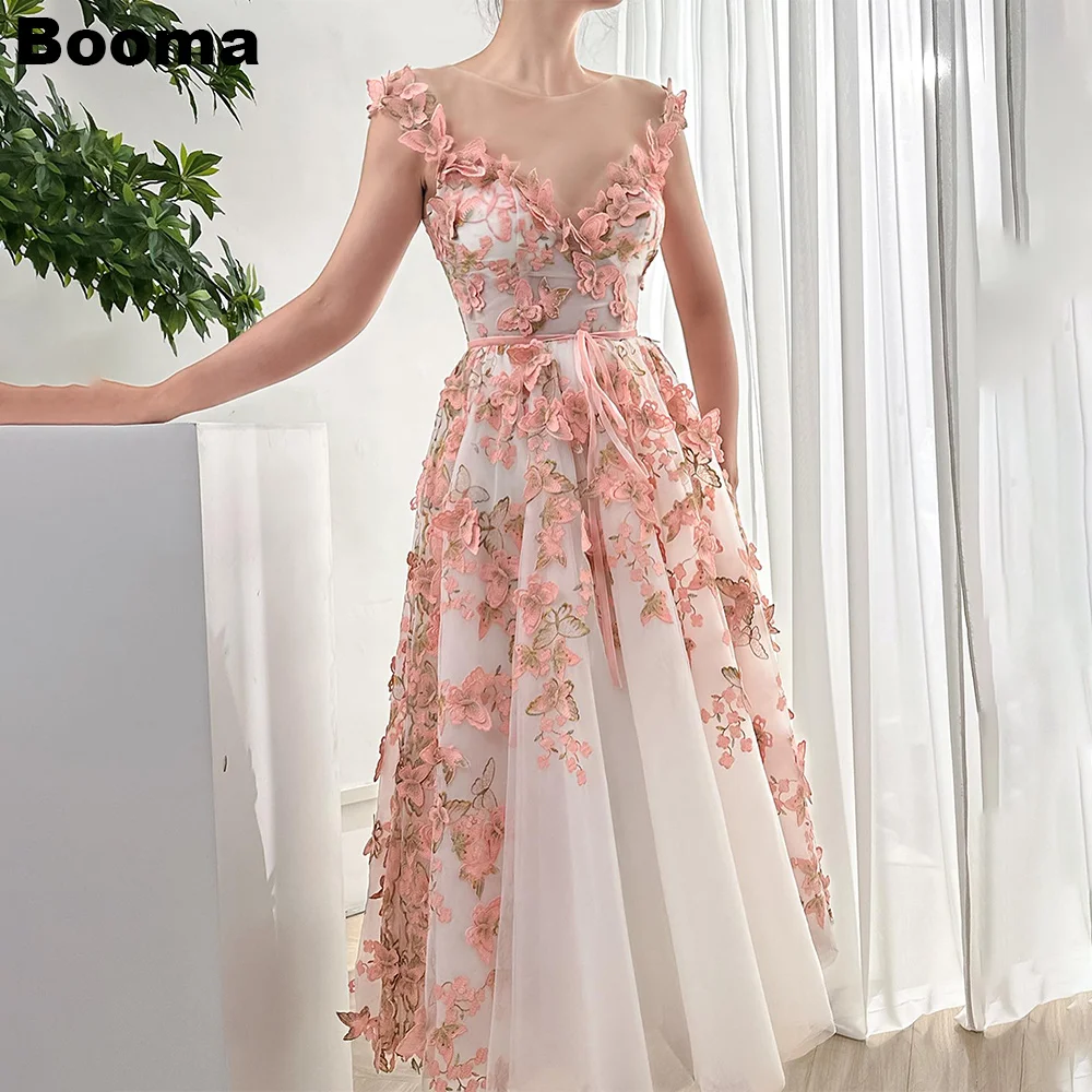 

Booma Fairy Midi Prom Dresses V Neck Sleeveless Homecoming Graduation Party Gowns Butterfly A-Line Evening Dress for Women