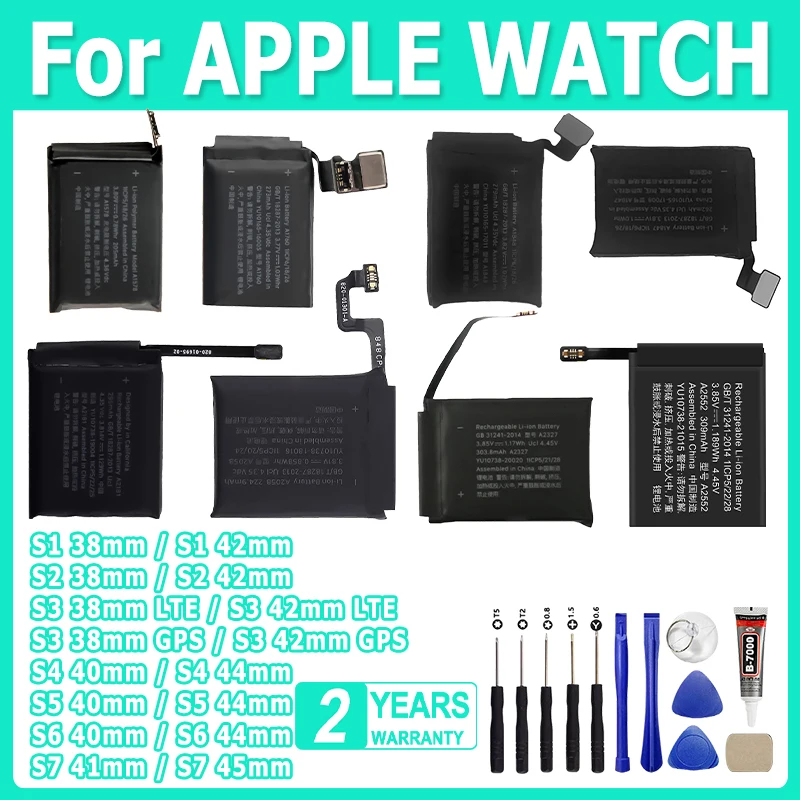 استبدال بطارية iWatch لسلسلة AppleWatch SE 7 6 5 4 3 2 1 Bateria لـ IWatch S1 S2 S3 LTE S4 S5 S6 S7 38/40/41/42/44/45/4