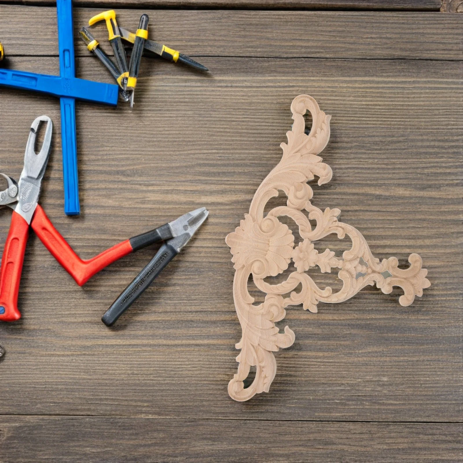 

Wood Carved Appliques Onlays Unpainted Solid Wood For Cabinet Door Decor Vintage Furniture Ornament Craft Party