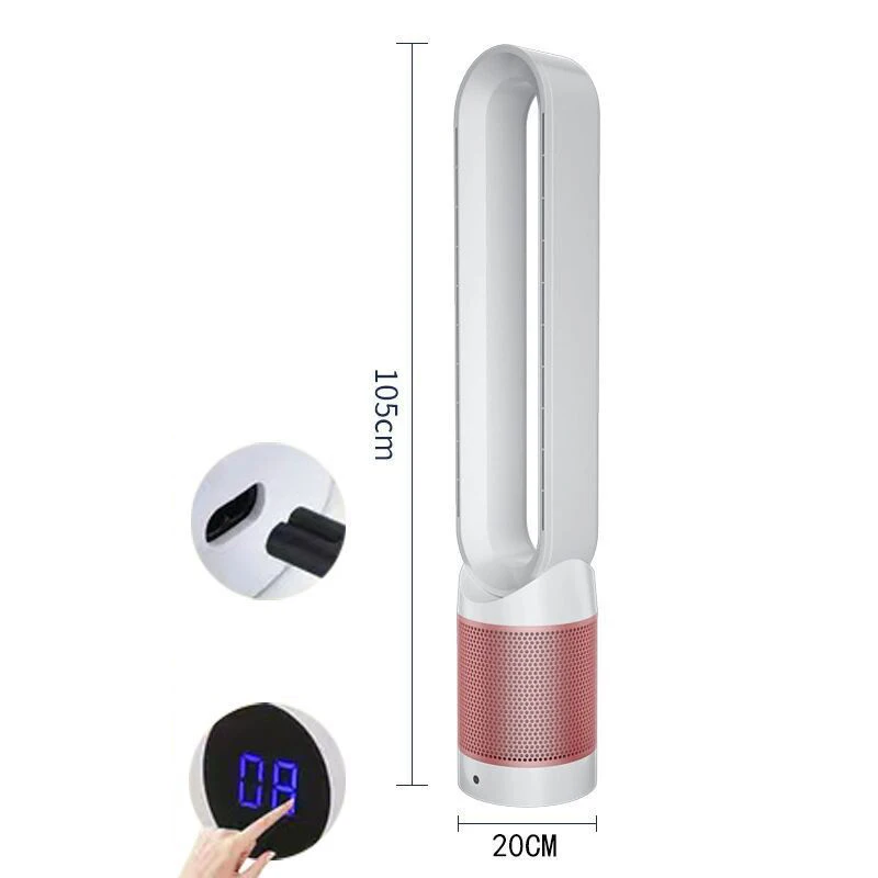 40W Electric Blade-less Fan with 8-Speed Settings and 42-Inch Air Purification and Circulation—3-in-1 Functionality