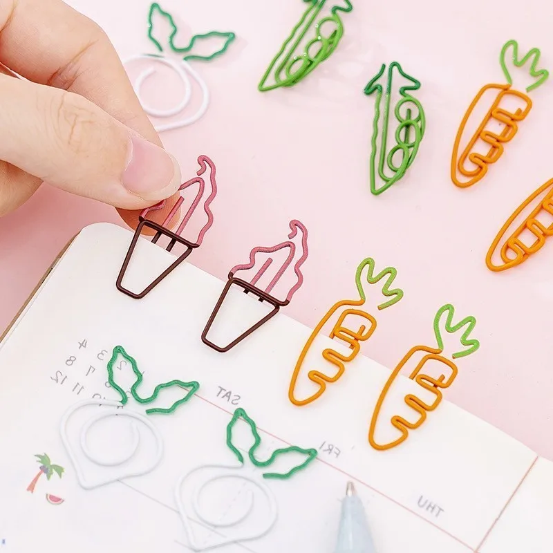 Ellen Brook 10 Pieces Cartoon Creative Carrot Metal Office School Supplies Cute Paper Clips Gift