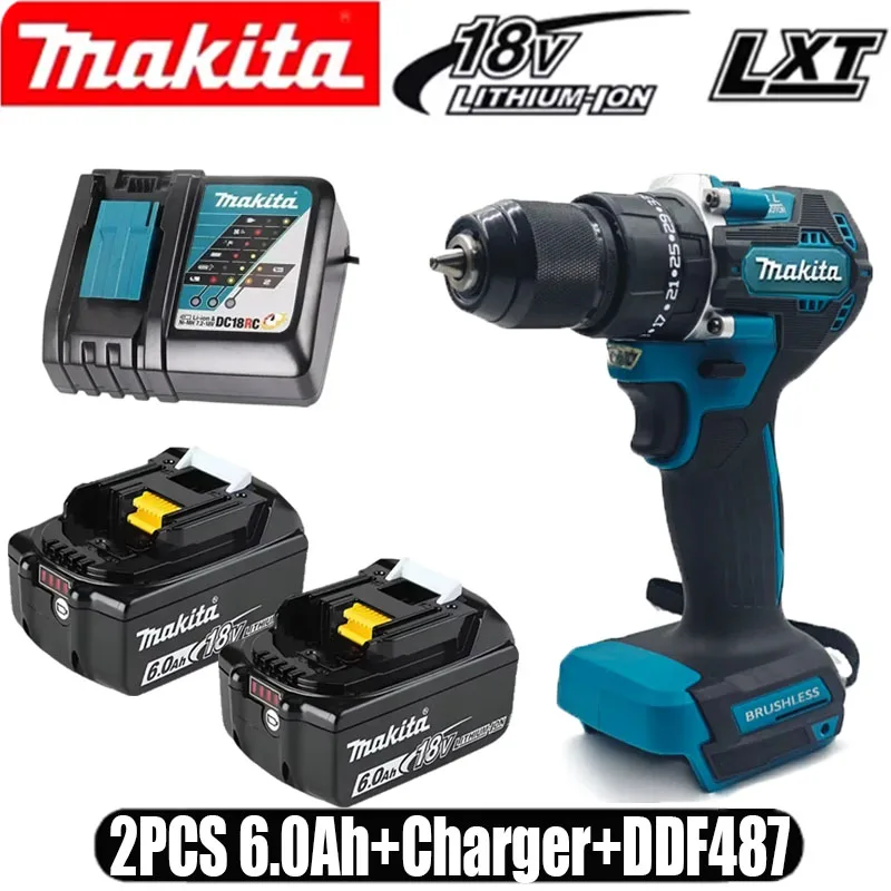 100% Original New 18V Makita 5Ah 6Ah Powerful Tool Battery Charger, For DDF487 Lithium Rechargeable Impact Drill Household