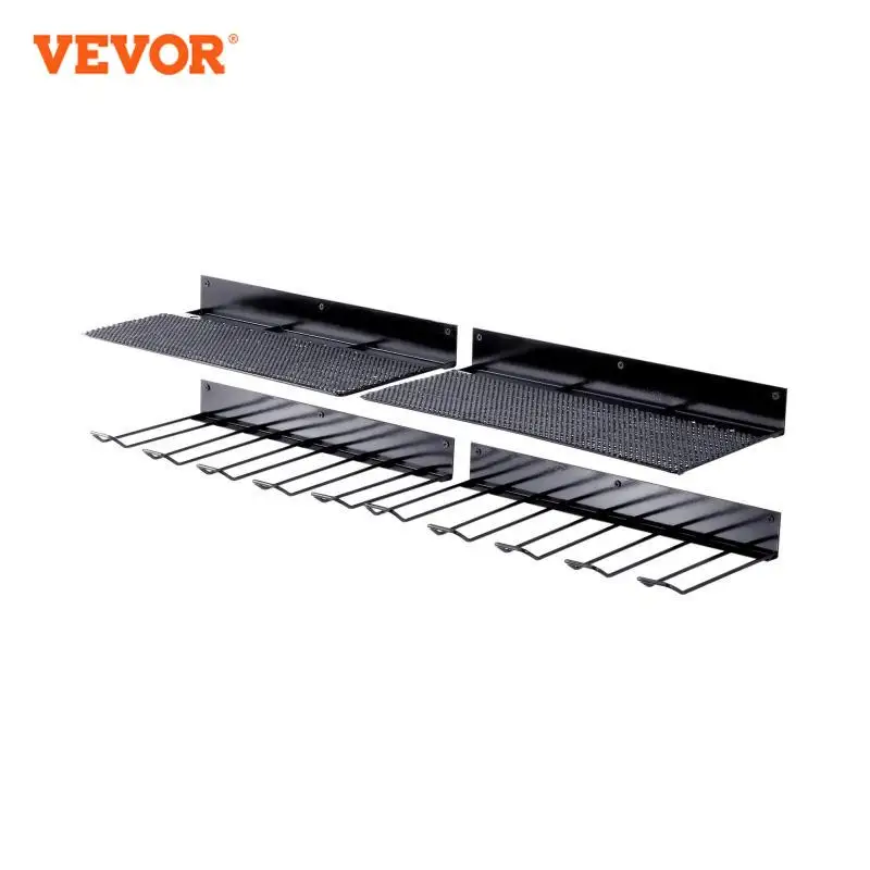 VEVOR Estante para Herramientas Eléctricas de Pared 4 Ranuras Organizador de Almacenamiento para Taller Garaje, 2 Capas para Taladro Inalámbrico, Estación de Carga de Batería, Destornillador, Alicates