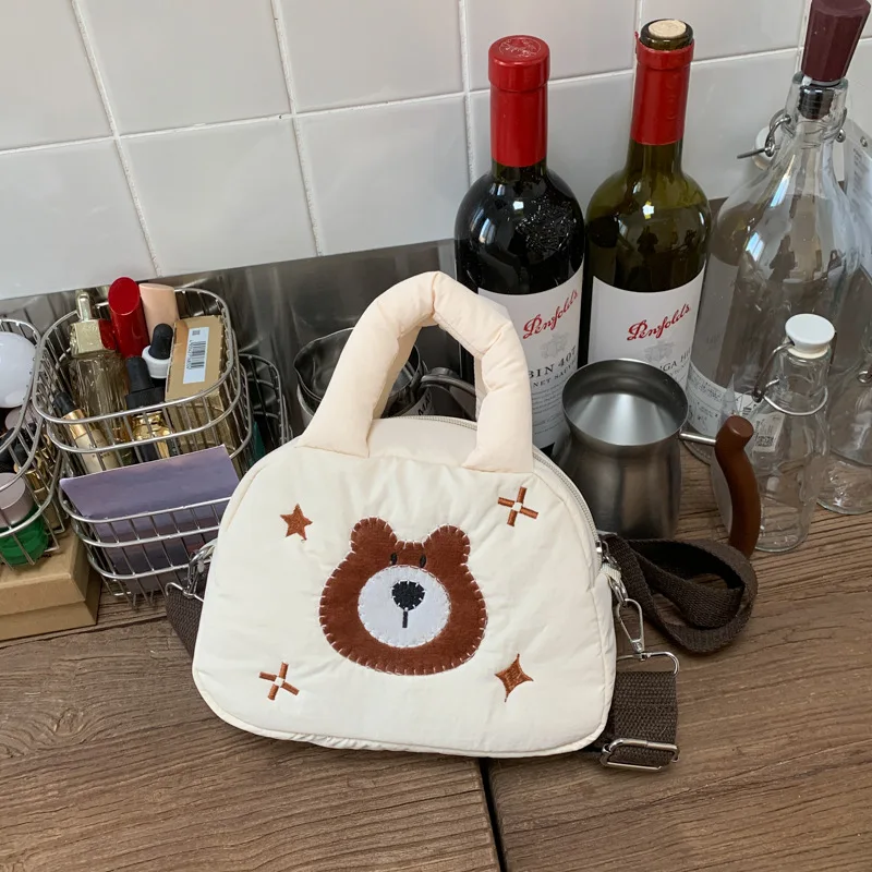 Nuevo Bolso de Mano con Asa Superior de Dibujos Animados Kawaii Japoneses, Bolso Cruzado de Nailon con Diseño de Nube, Bolso Cuadrado Pequeño de Textura Versátil para Mujer