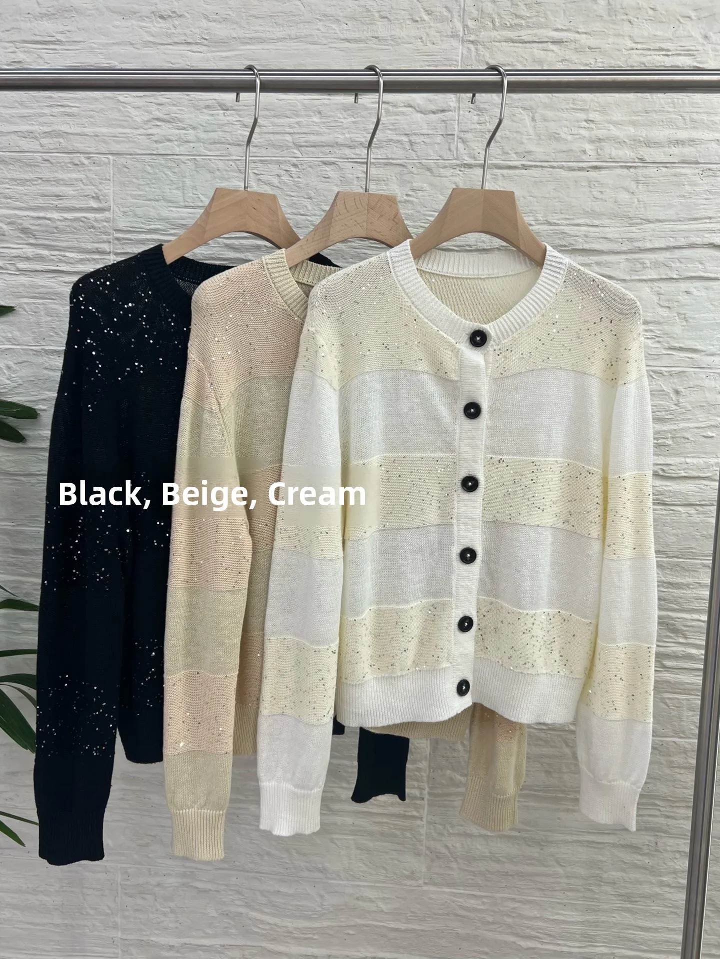 

Повседневный тонкий вязаный льняной кардиган в полоску для женщин: модный, универсальный, свободного кроя, с длинными рукавами и круглым вырезом