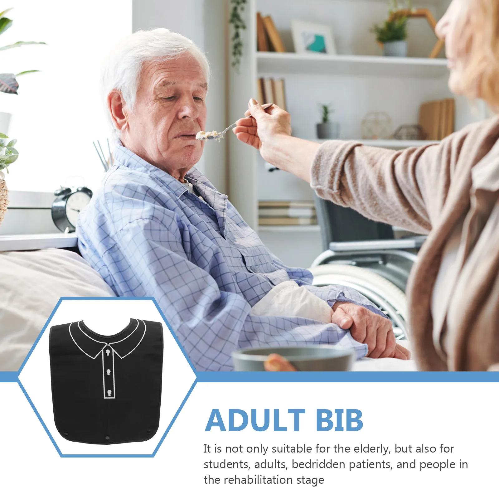 

2pcs Adult Bibs For Eating Waterproof Reusable Dining Protector Large Coverage Lightweight For Elderly Adults Senior Mealtime