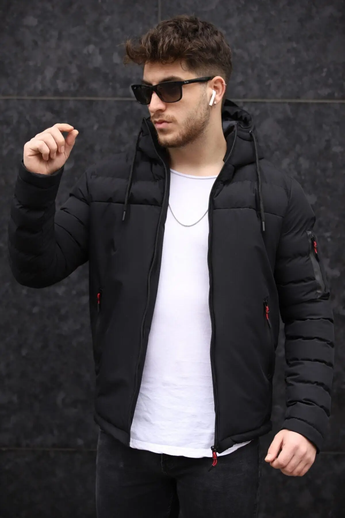 Men\'s Hooded Black Parka Winter Wear Inflatable Coat Comfortable Padded Jacket Keeps Warm New Season Products From Turkey