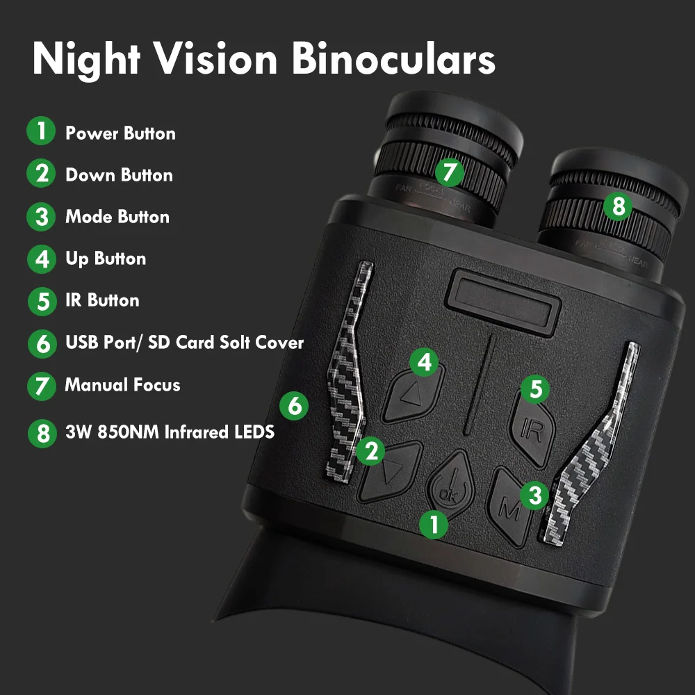 Digital Infrared Binoculars Night Vision Goggles for Sale with 128 GB Memory Card for Hunting Spy Tactical Security