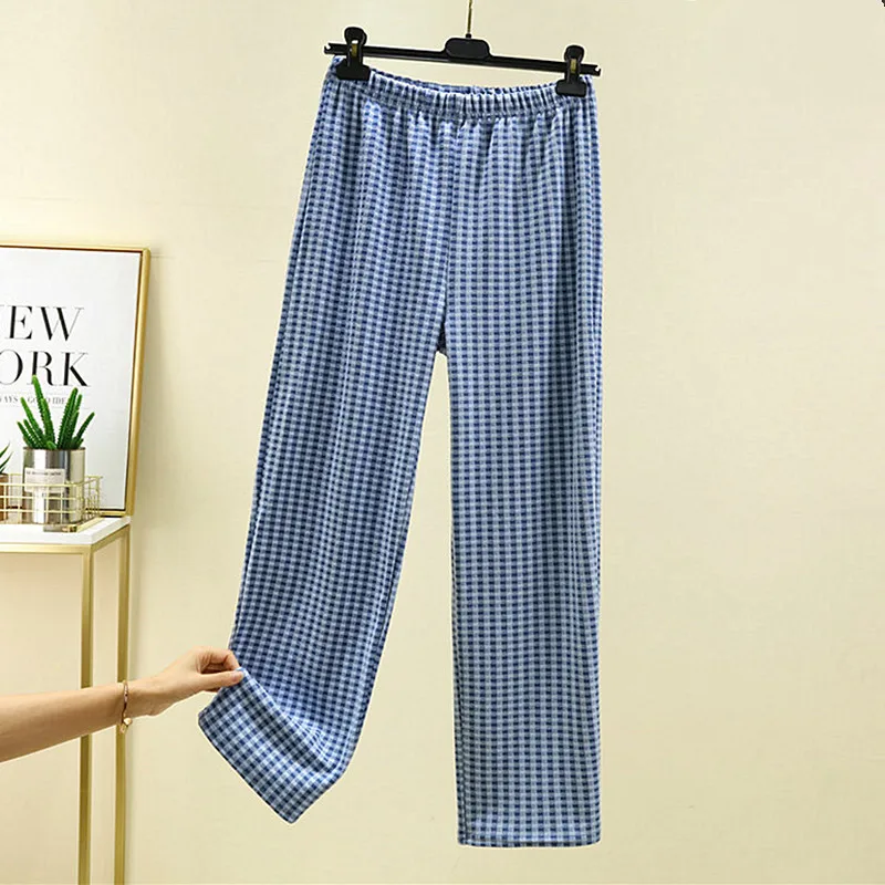 

Толстая теплая одежда для сна на зиму, домашние брюки, повседневные модные клетчатые пижамные штаны, женские пижамы Pantalon, бархатные ночные брюки