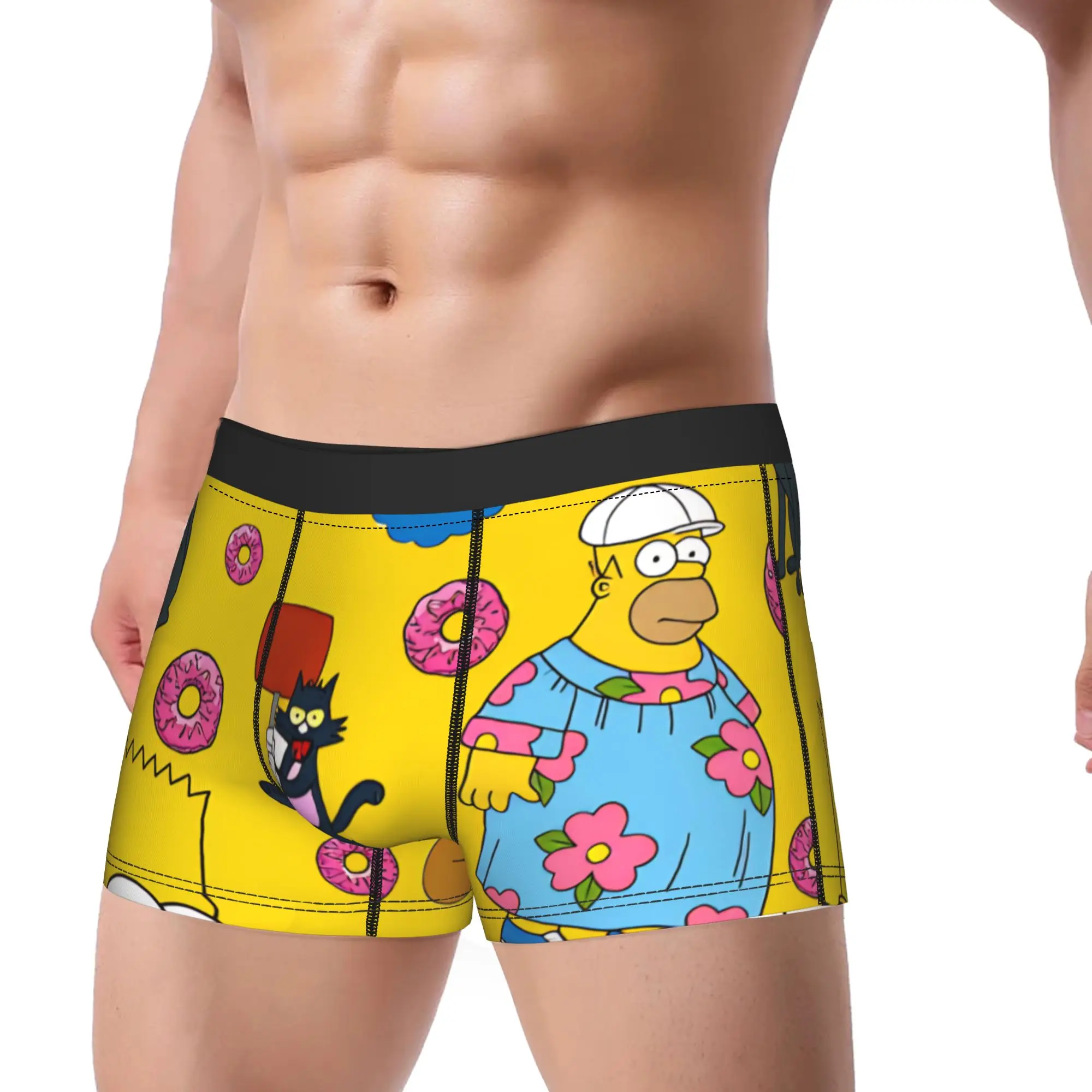 S-Simpsons Characters Donuts Pattern Shorts Briefs  Underwear Trenky Men Comfortable Boxershorts Print Oversize Underpants