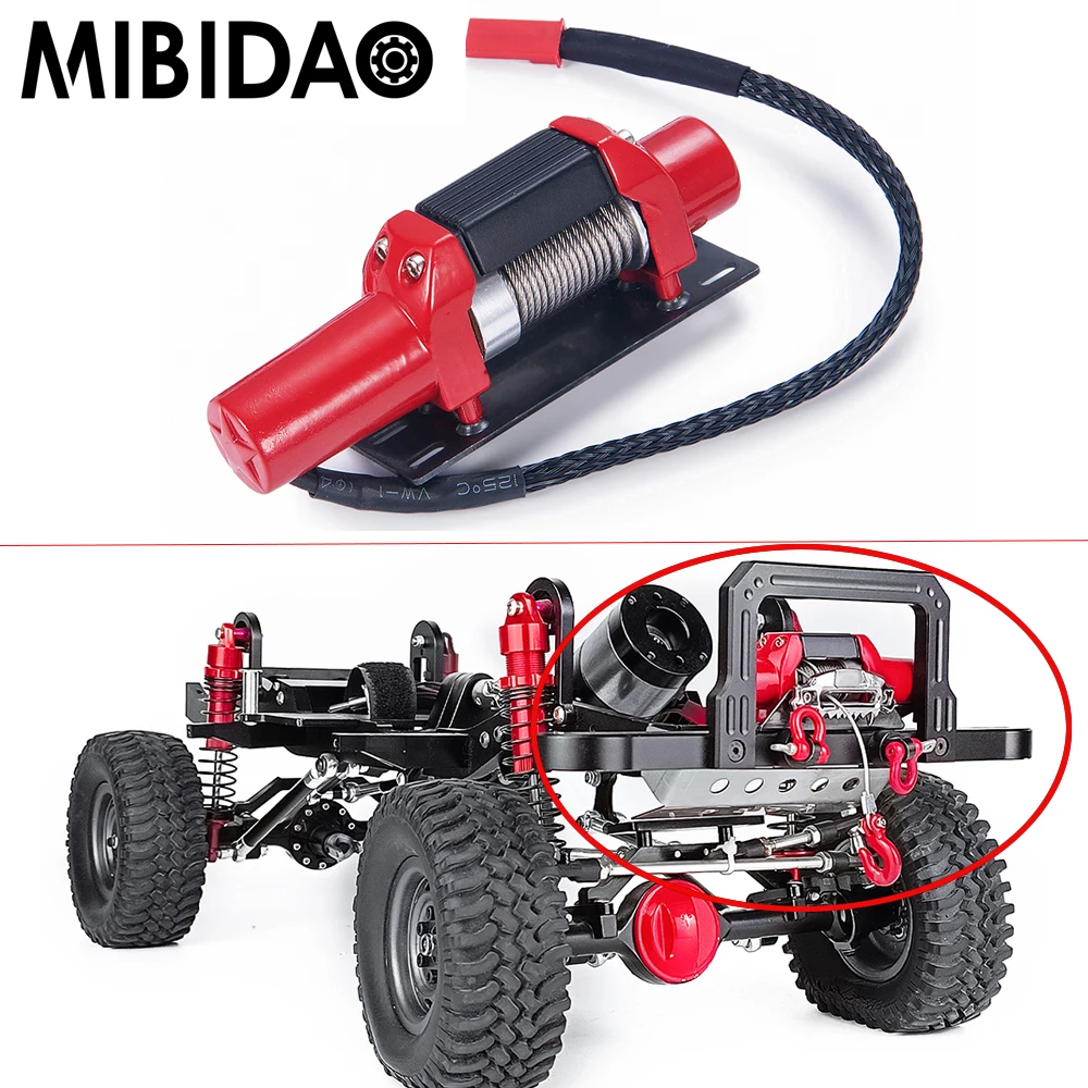 MIBIDAO Simulation Metal Steel Wired Winch Control System Traction Set for Axial SCX10 TRX4 TRX6 1/10 RC Car Truck Model Parts