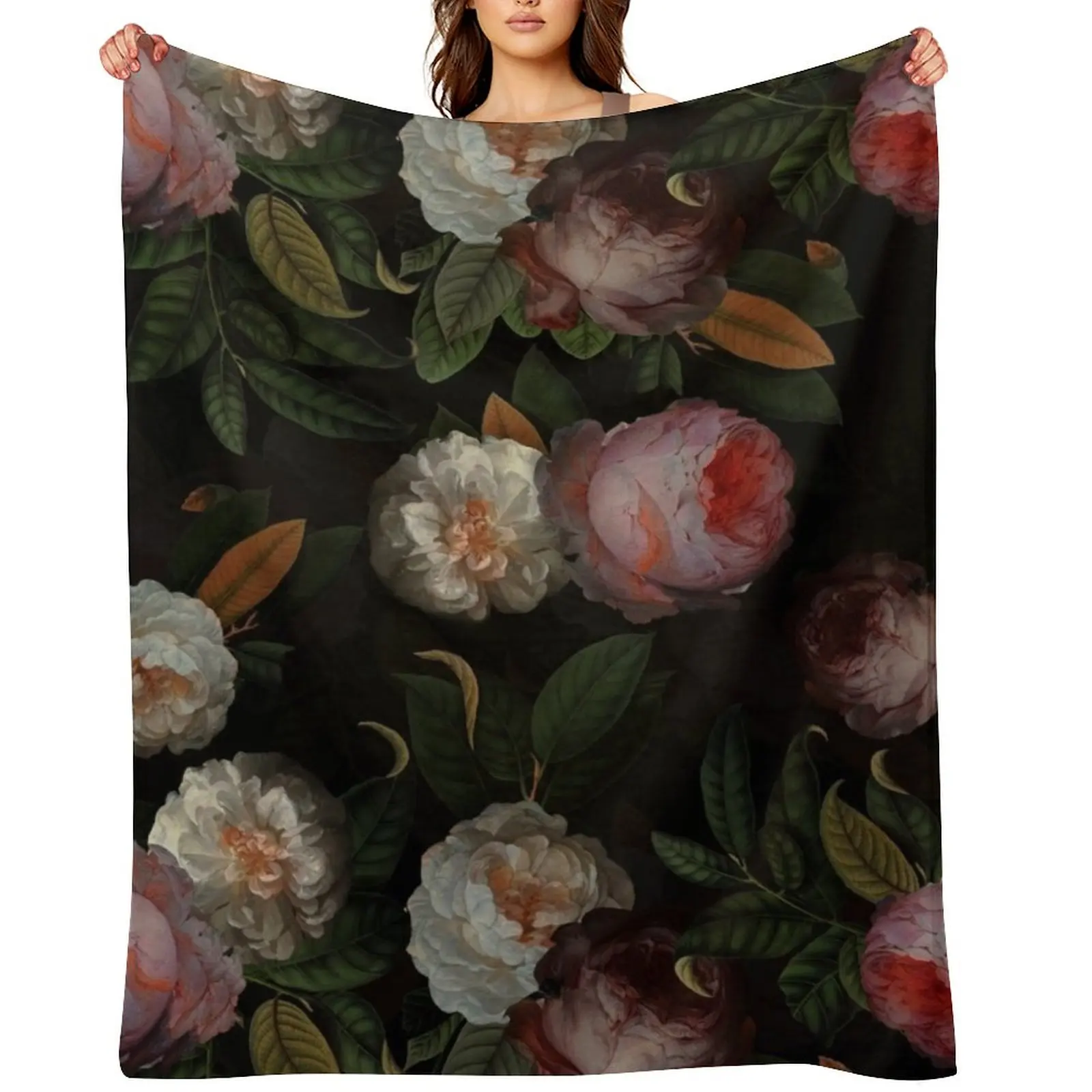 Black Jan Davidsz. de Heem Vintage Roses Flowers Botanical Garden Throw Blanket warm winter For Decorative Sofa Blankets