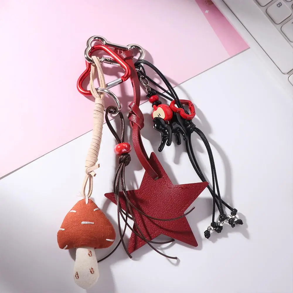

Kawaii Sequin Star Keychain Backpack Decor Y2K Mushroom Kitten Bag Pendant Handmade Cute Korean Charm Rope Keyring Jewelry Gift