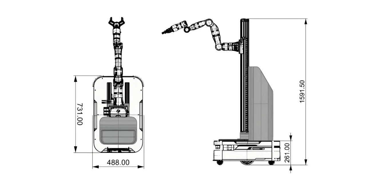 ذراع آلي متنقل صناعي | 6 محاور تعاونية، توجيه رؤية ثلاثية الأبعاد، ملاحة SLAM، هيكل متنقل AGV AMR متوافق مع ROS #5