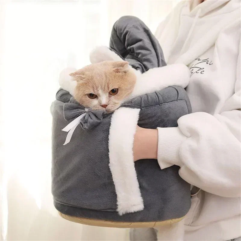 

Cat Carrier Backpack Winter Warm Small Pet Carring Bags Soft Plush Pets Cage for Outdoor Travel Pet Hanging Chest Bags 6kg