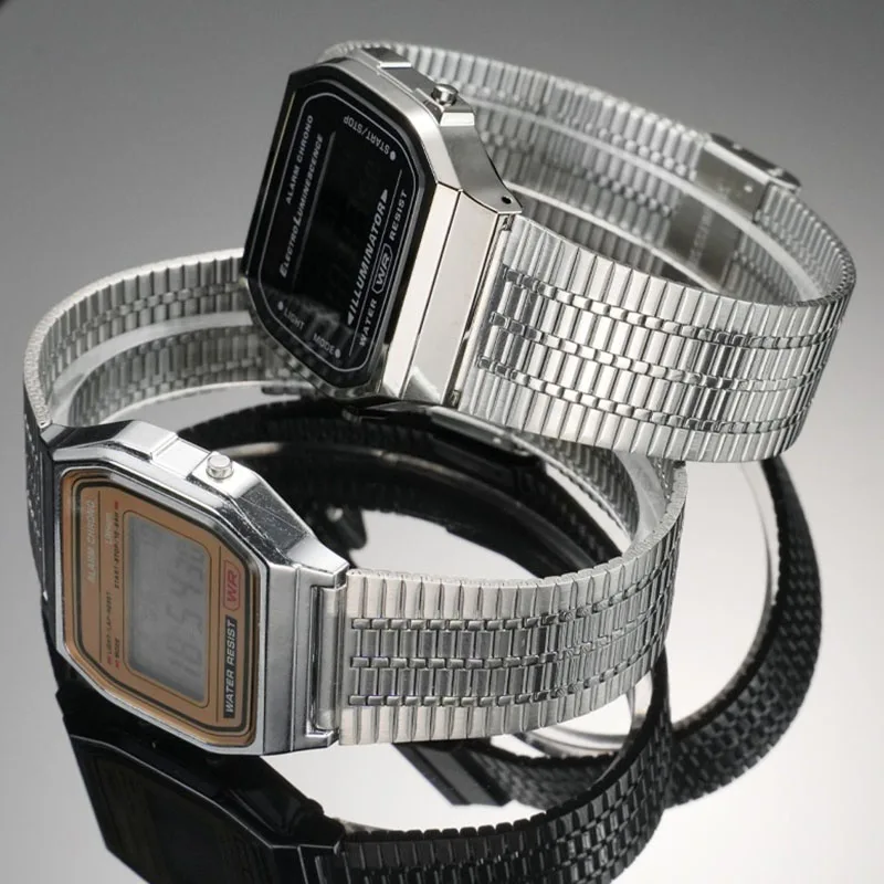 Small Waist Steel Strap Earrings Narrow Body Design AE1200 AE-1200 a168w/A158W MRW200 A158 A169 Watchband Steel Bracelet 18mm