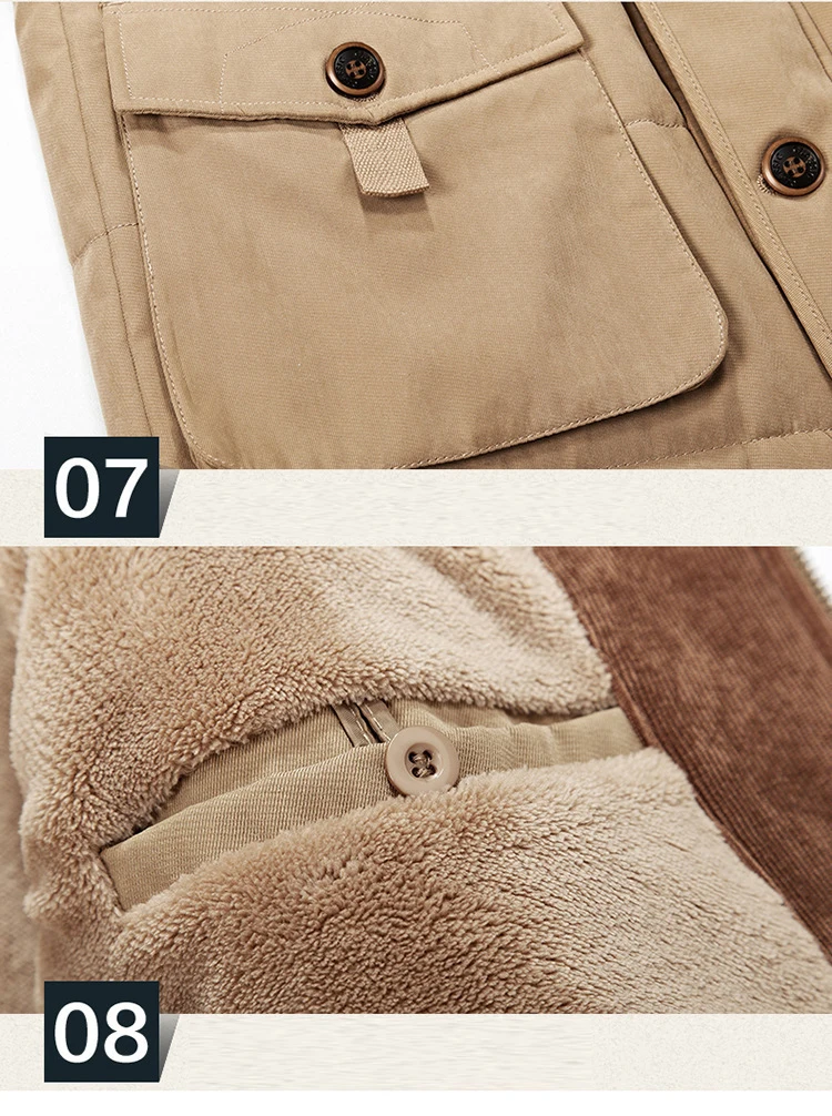 Solid Parkas Male Coat Large Size Clothing Parka Outdoor Men's Winter Jacket Plus Velvet Thick Warm Multi Pocket Jackets