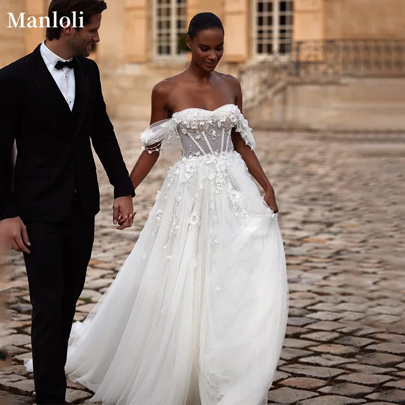 Robe de mariée élégante sans manches, ligne a, dentelle, épaules dénudées, Style sol, personnalisation