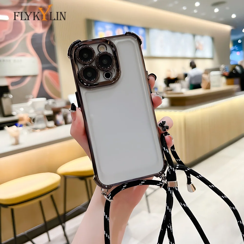 Роскошный чехол для телефона с ремешком для Samsung A16 A06 A36 A15 A25 A35 A55 A05S A14 A34 A54 Силиконовый мягкий прозрачный чехол на заднюю панель