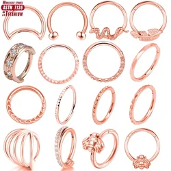 F136 Titanium Cartilage Nasal Septum Ring Tragus Conch Piercing Hinged Segment Nose Stud 16G Body Jewelry Women Septum Earrings