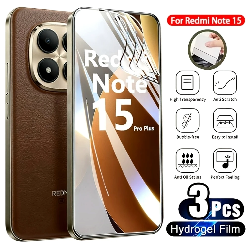 4 Stück Ultra HD Vollflächiger Hydrogel-Film für Redmi Note 15 14 13 Pro Plus 12 11 10 9 Pro 14S 12S 11S Kratzfester Displayschutz