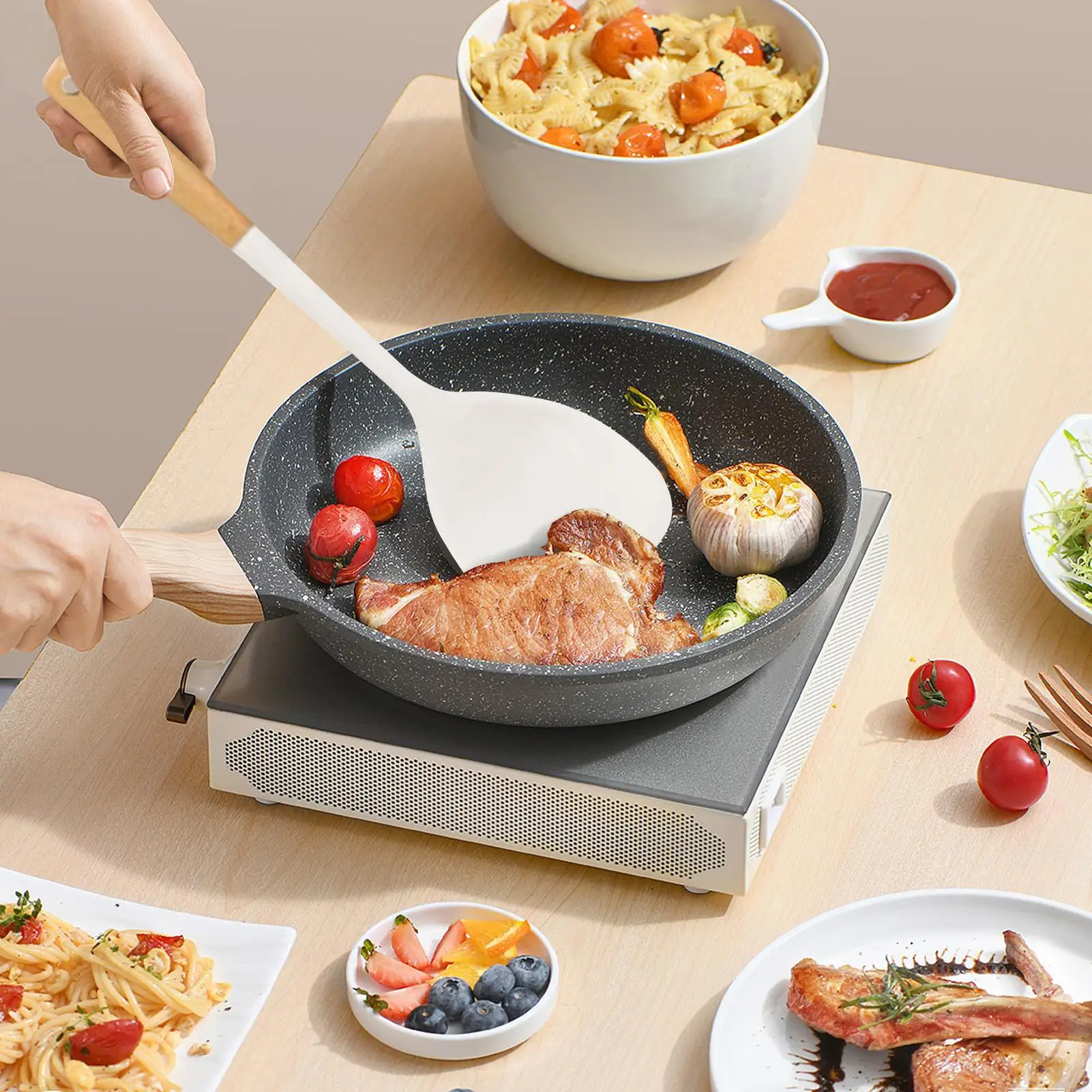 

Spatula Set Utensil Sets Cooking High-Temp Resistant Non-Stick Silicone Pot Scraper For Baking Mixing Bowls Outdoor Cookware