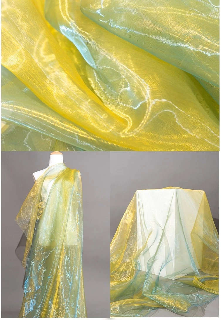 Лазерная пряжа Eugen постепенно меняющая цвет ткань для шитья одежды Hanfu DIY свадебный фон фото декоративная ткань