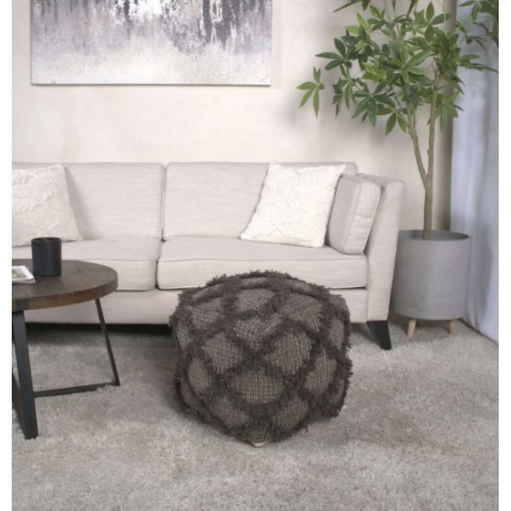 وسادة من الصوف والقطن مصنوعة يدويًا، لون بني، أثاث غرفة المعيشة، مقاعد وعثمانيين، سعة 200 رطل، خرز من البوليسترين.