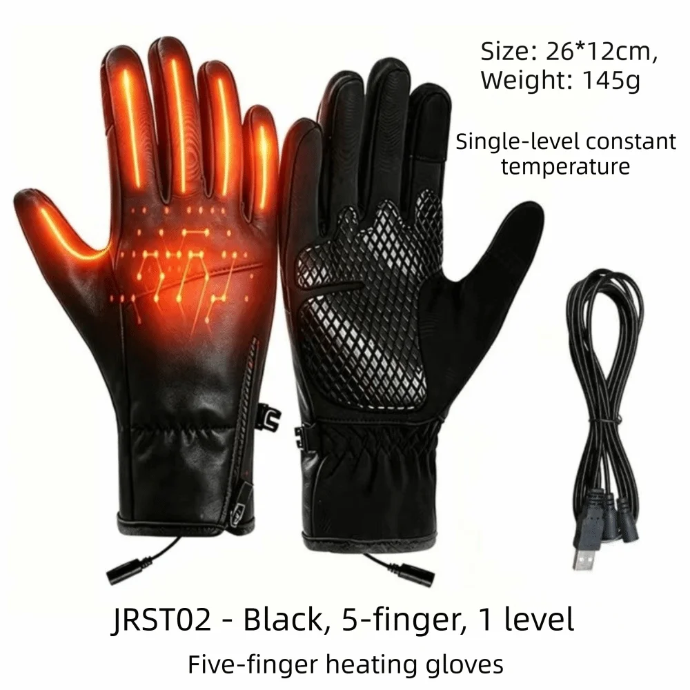 1 Level 3 Level USB Electric Heated Gloves Solid Color Adjustable Temperature Winter Heated Gloves Soft Thick