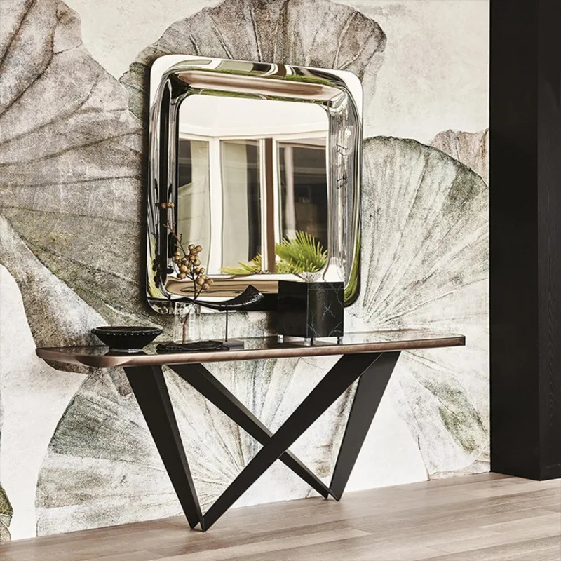 مرآة مكعب السكر الإبداعية المصنوعة من الفولاذ المقاوم للصدأ لغرفة المعيشة في الفندق، مرآة مثبتة على الحائط، مرآة كاملة الطول من الأرض إلى السقف لكامل الجسم