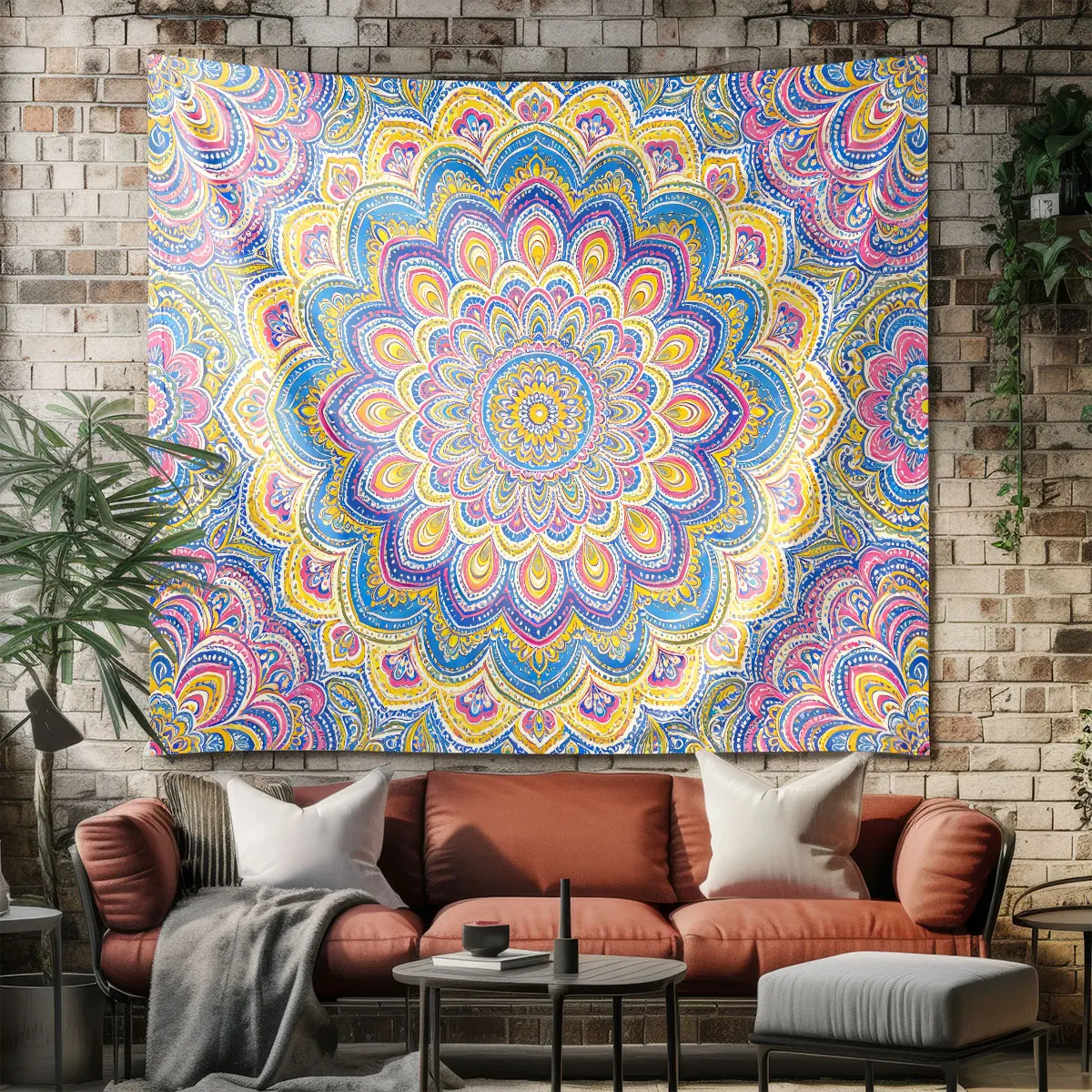 1pc Bohemian Retro Pattern Printed Tapestry Multi Size Living Room Wall Decoration Art Background Fabric Space Pendant