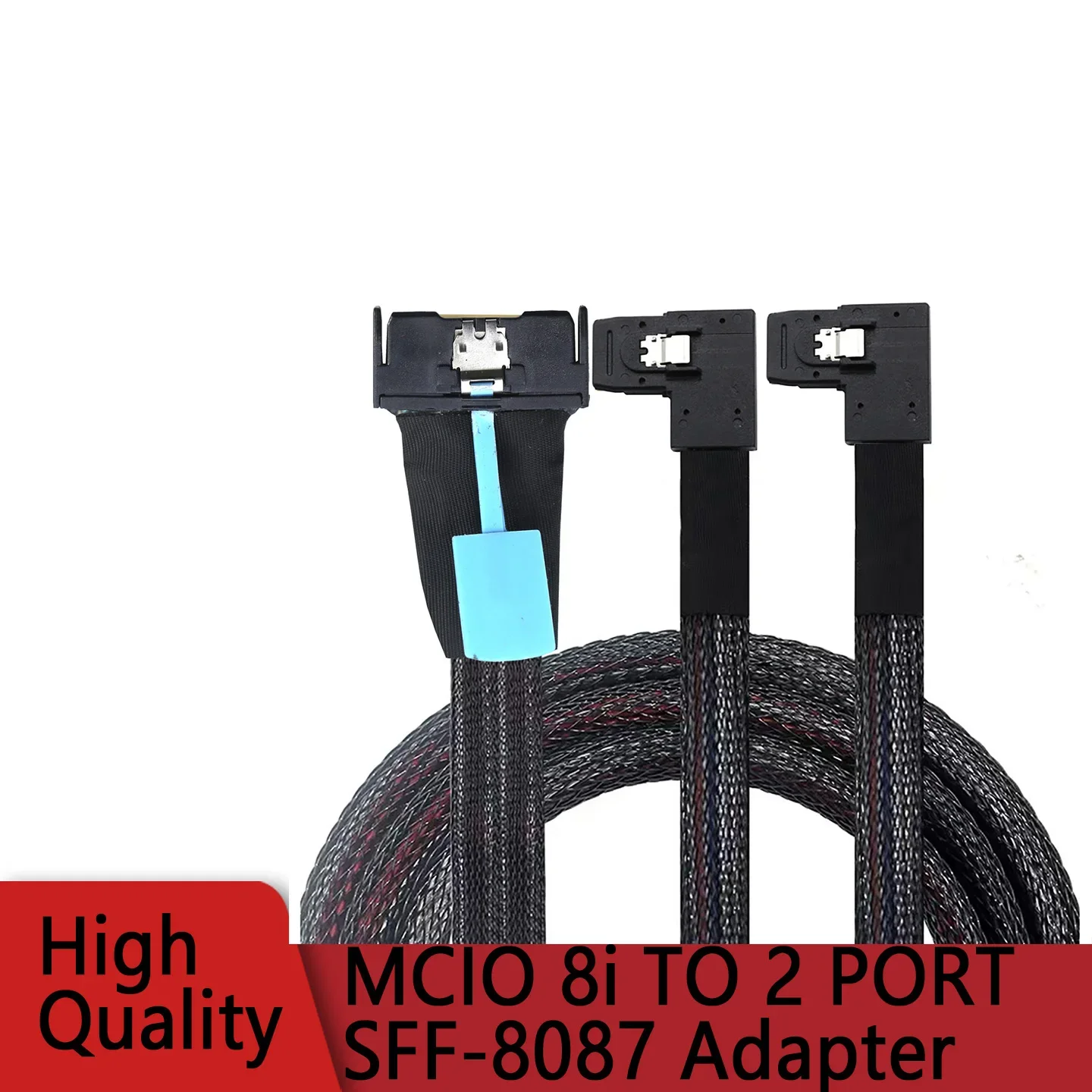 MCIO 8I to 2 Port Left Angle SFF-8087 Cable Internal Mini SAS Adapter PCIe 4.0/5.0 Extender for NVMe Server