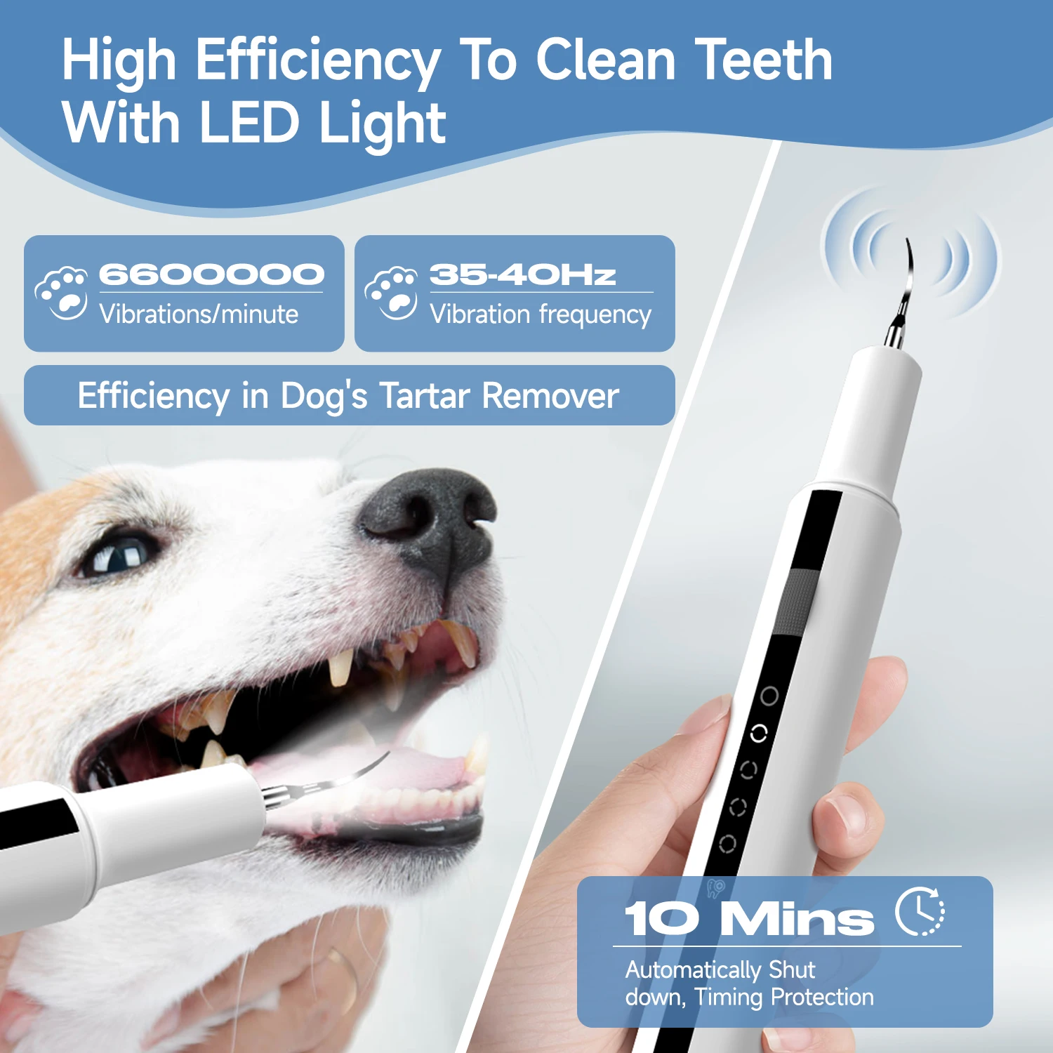 CURVY MOON T7 Pet Tooth Dental Care Ultrasonic Toothbrush Dog Cat Dental Scaler Calculus Tartar Plaque Remover Cleanining Tool