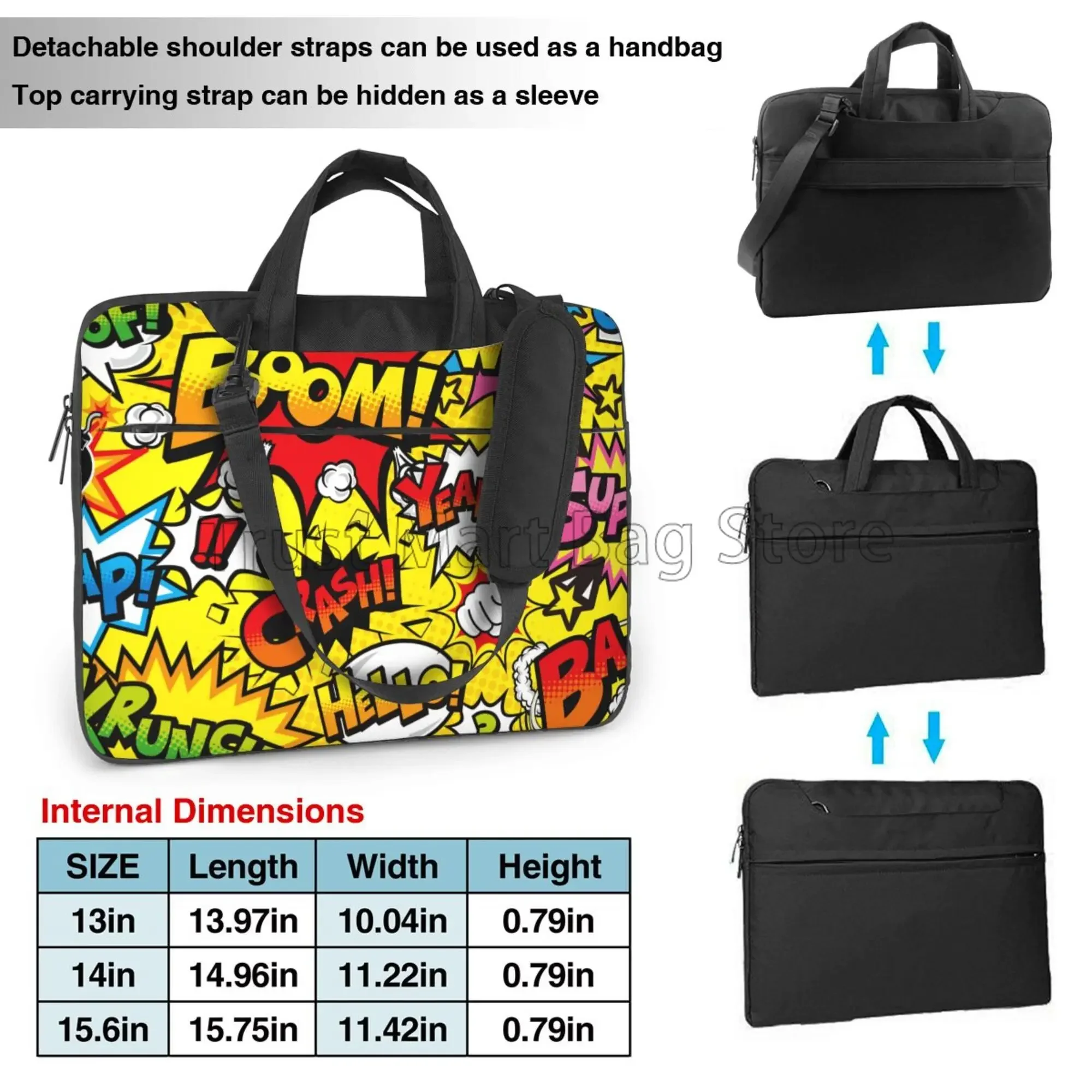 American Comic Book Collection Pop Art Laptop Bag Large Laptop Case Computer Bag for Office Business Travel Fits 13 14 15.6 Inch