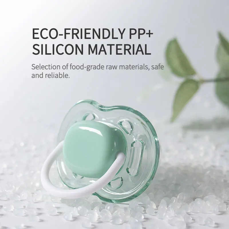 1pc Baby Pacifier With Dust Cover Lid Nighttime Flat And Day Round Silicone Nipple PP Lid And Handle PCTG Baffle Soft Soother