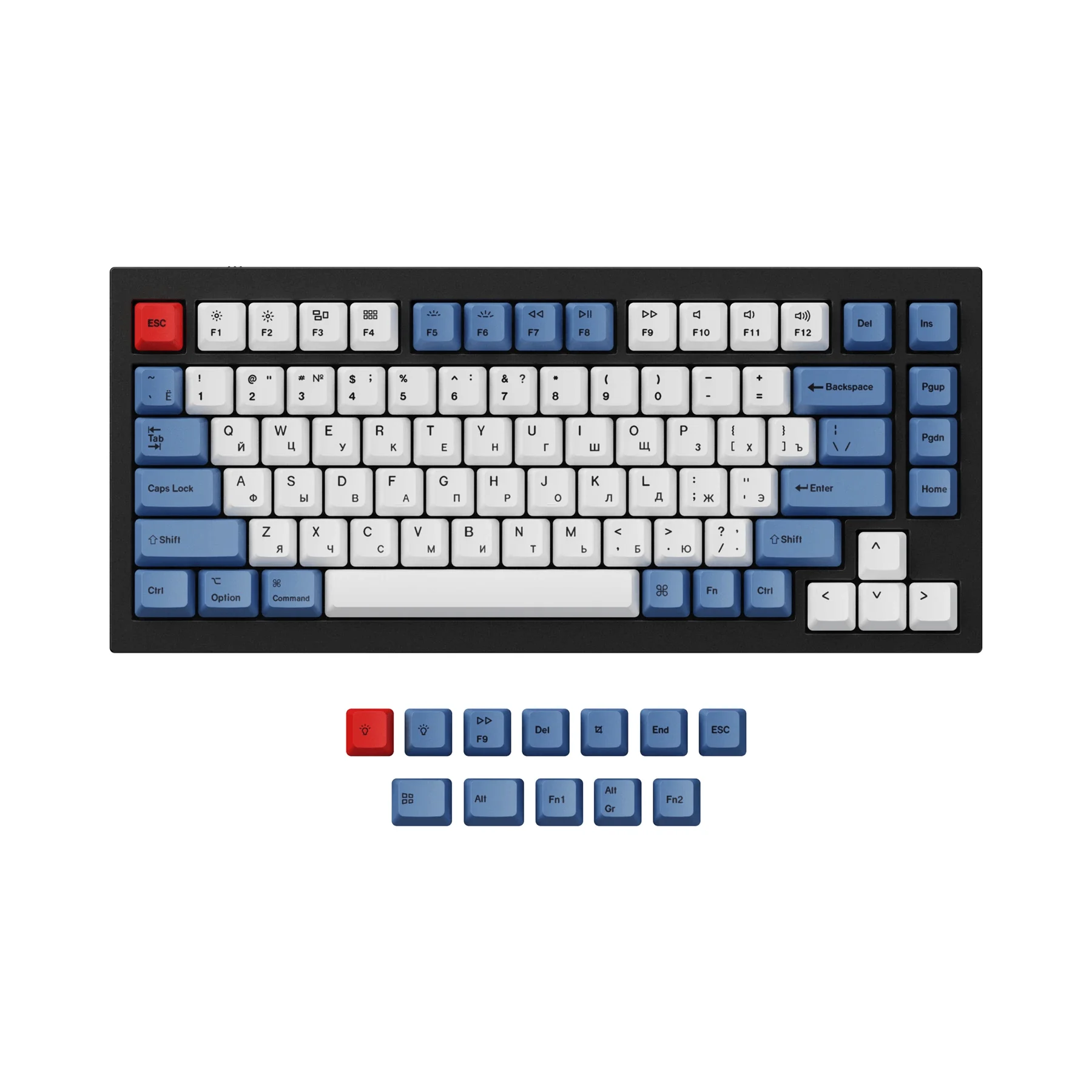 Keychron Russian-ANSI Layout OEM Dye-Sub PBT Keycap Set for Q1 & Q2 & K2 Mechanical Keyboard