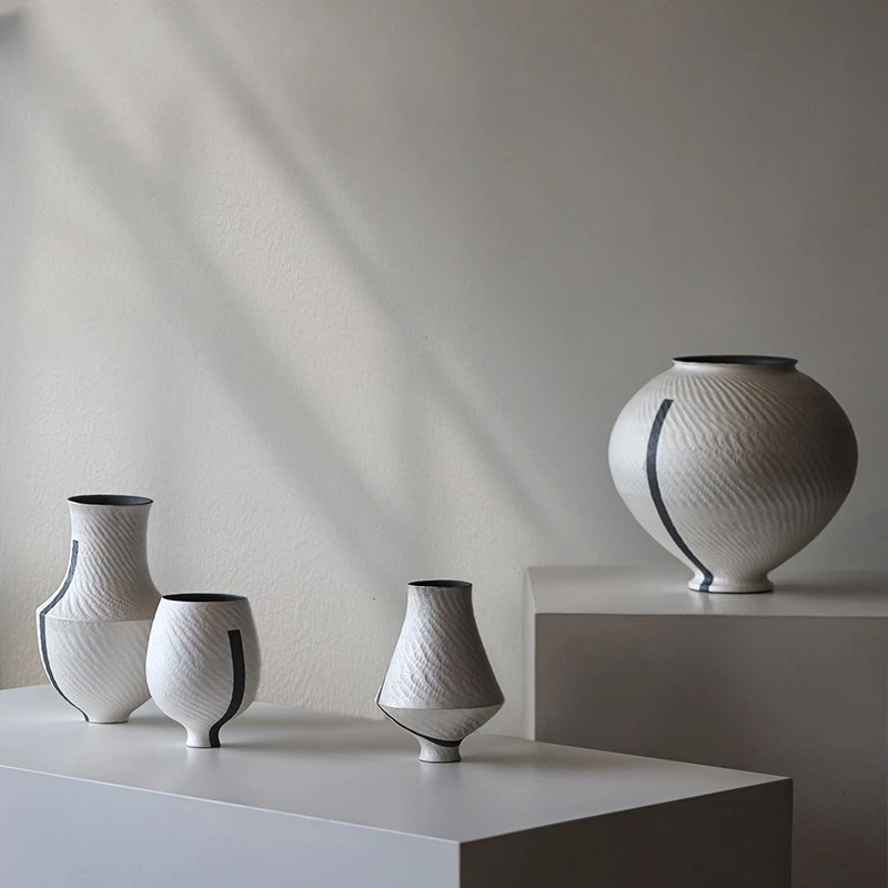 Ceramic vase creative color coarse pottery flower ware living room soft decoration jewelry