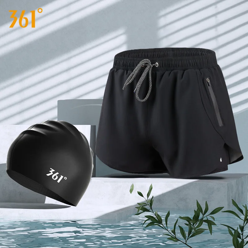 361 Men's Professional Competition Plus Size Surfing Beach Swim Trunks Glasses WaterProof Bathing Shorts Goggles Cap Swim Bag