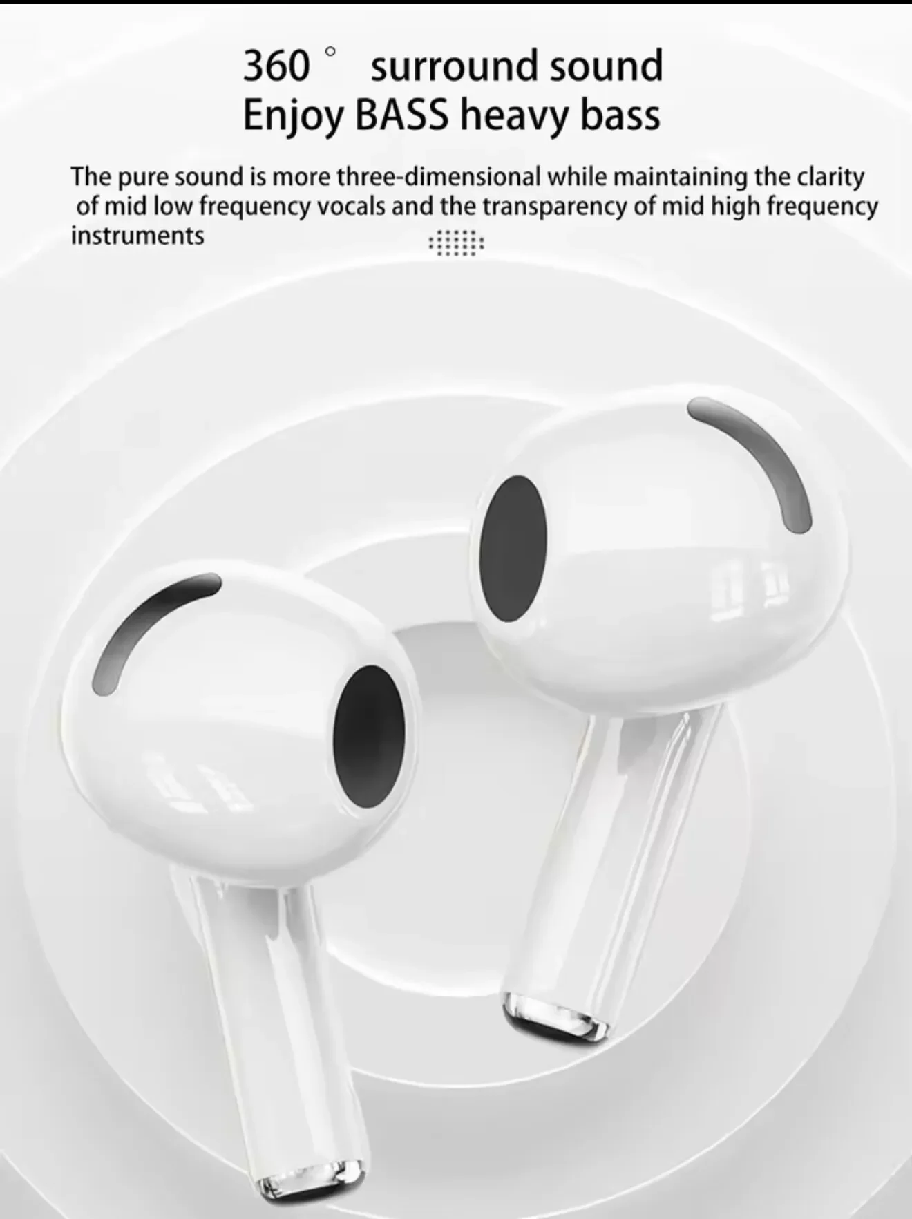 Słuchawki bezprzewodowe AIR Bluetooth z redukcją szumów ANC, mikrofonem, długą żywotnością baterii, technologią Pod Spatial Audio PRO