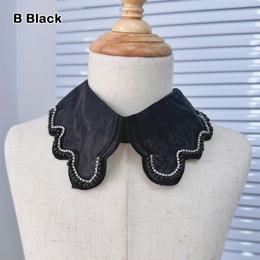 

Imitation Pearl Fake Collar Versatile White Studded Insignia Women's Lace Collar Lace Up Shawl Detachable Shirt Collar Accessory