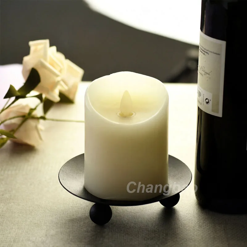 10pcs/lot 12cm Black Iron Disk Candle Stand Incense Candle Base Tray Black Circular Triangular Metal Tray