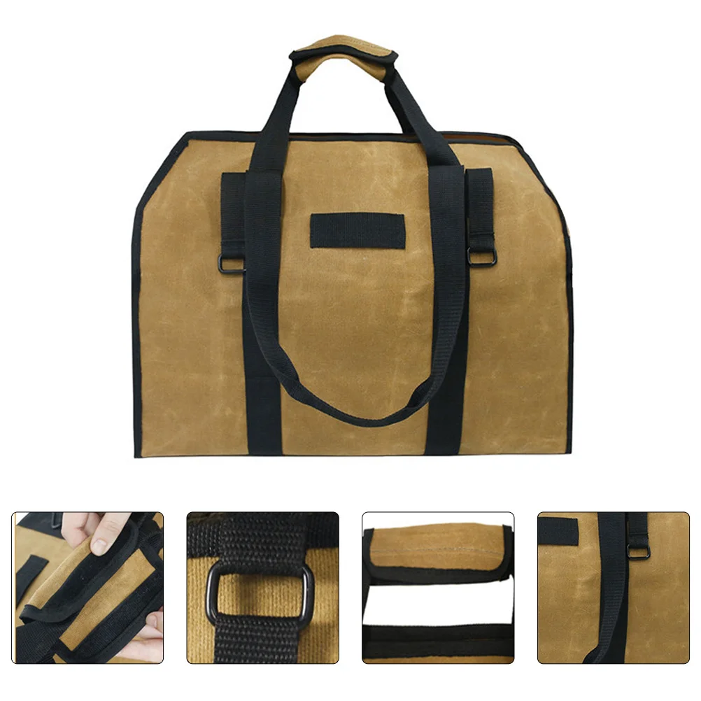 

Firewood Tote Bag Waterproof Waxed Canvas Fire Pit Log Carrier Firewood Holder for Outdoor Camping Grilling