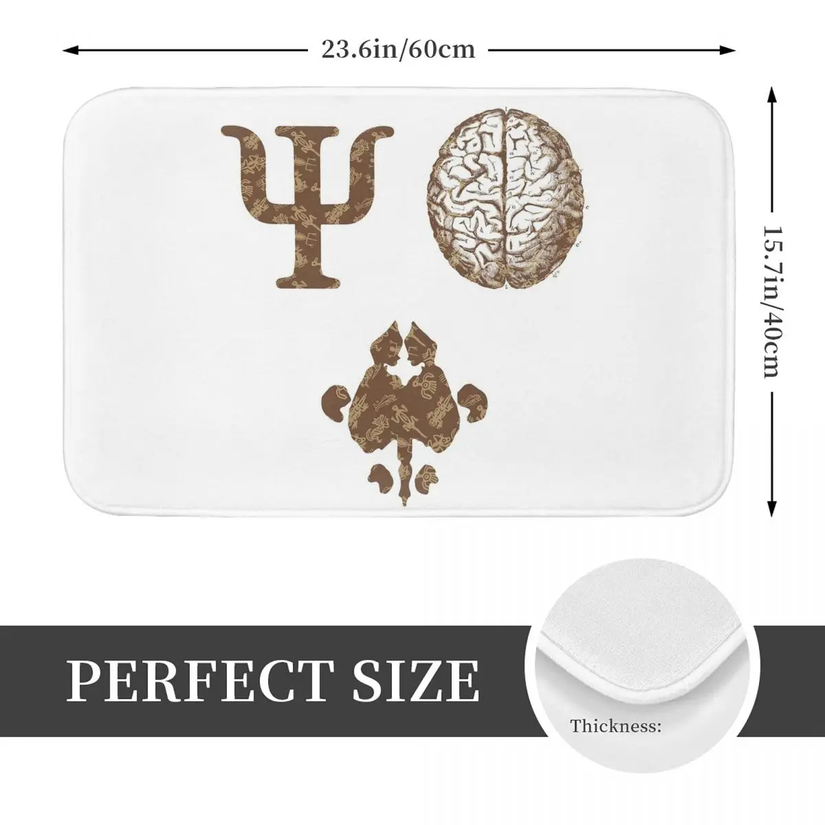 Psychology Symbol Greek Letter Psi Brain Rorschach Test Mesoamerican Aztec Non-slip Doormat Floor Mat Carpet Rug Footpad Mats