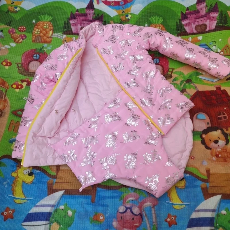Handmade Filled Cotton Zipper Couple Pink Printed Cotton Jumpsuit Silky Touch Thick Puffy Warm Home Bodysuit Long Sleeve Onesie