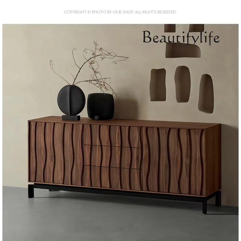 

X Modern Side Cabinet Wabi Wind Solid Wood North American Black Walnut Locker Italian Design Sense