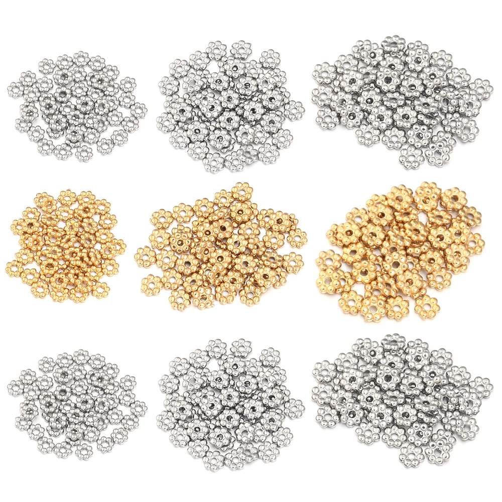 10/20 pcs/lot Stainless Steel Cabochon Beads Snowflake Shape Beads Loose Beads For DIY Making Necklace Bracelet Accessories